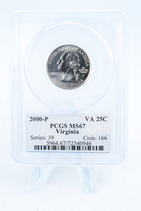 2000-P PCGS MS67 Virginia State Quarter Business Strike 25C