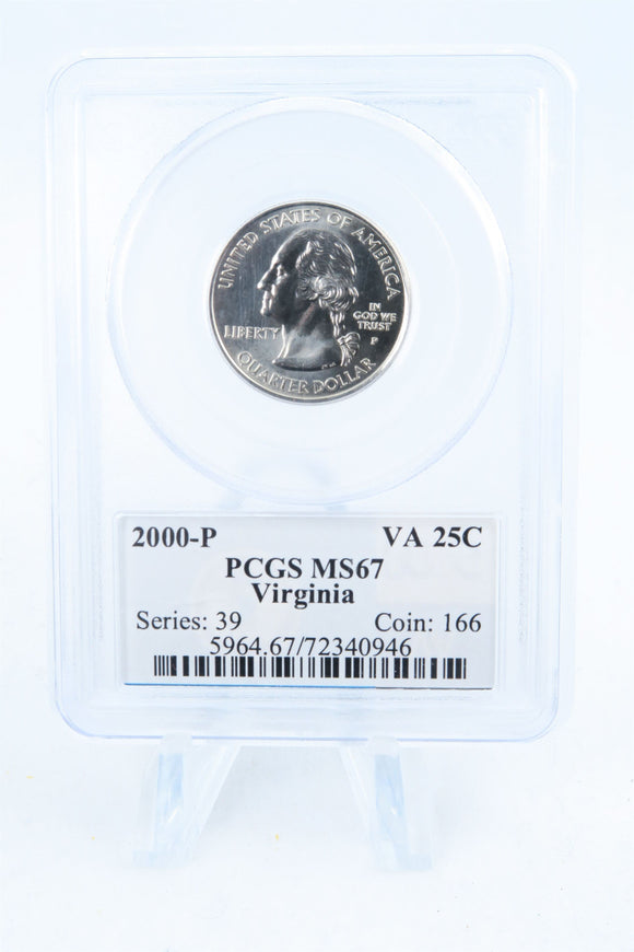 2000-P PCGS MS67 Virginia State Quarter Business Strike 25C