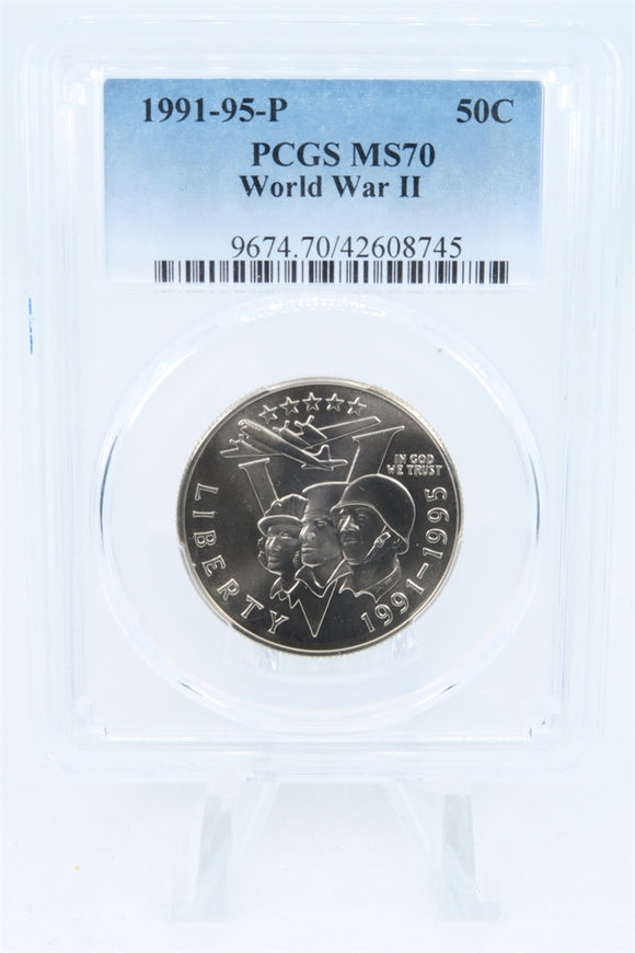 1991-95-P PCGS MS70 World War II Modern Commemorative Half Dollar 50C