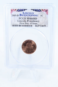 2009-D PCGS MS66RD Lincoln-Presidency FDOI Cent Business Strike 1C
