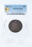 1861-O PCGS VG10 Liberty Seated Half Dollar Business Strike 50C