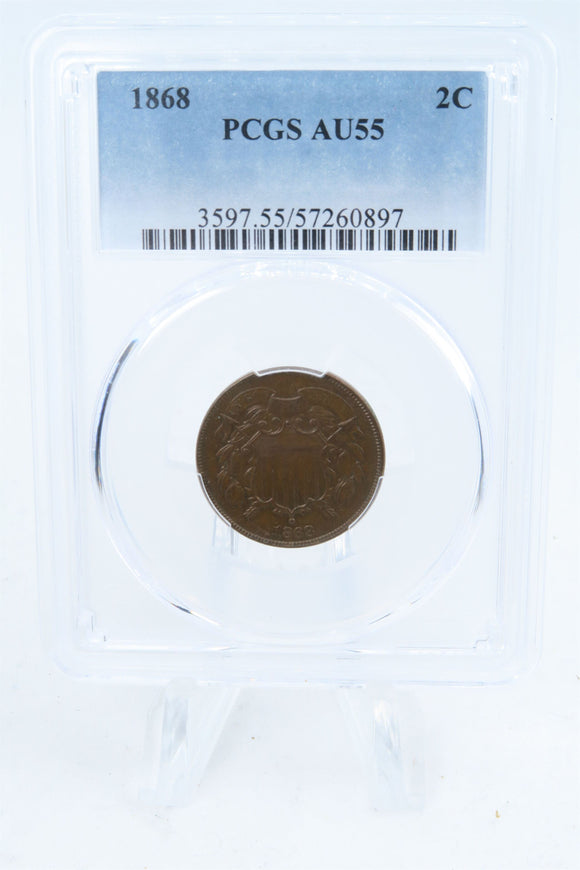 1868-P PCGS AU55BN Two (2) Cent Piece Business Strike 2C