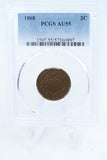 1868-P PCGS AU55BN Two (2) Cent Piece Business Strike 2C
