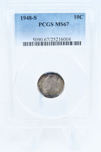1948-S PCGS MS67 Roosevelt Dime Business Strike 10C