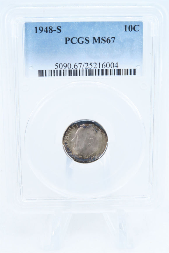 1948-S PCGS MS67 Roosevelt Dime Business Strike 10C