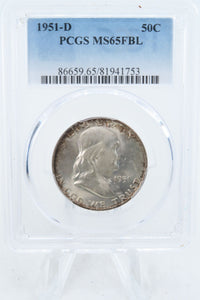 1951-D PCGS MS65FBL Franklin Half Dollar Full Bell Lines 50C