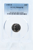 1985-D PCGS MS66FB Roosevelt Dime Business Strike 10C