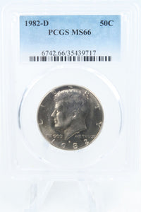 1982-D PCGS MS66 Kennedy Half Dollar Business Strike 50C