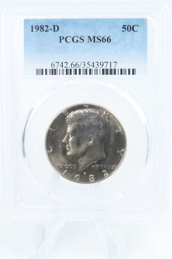 1982-D PCGS MS66 Kennedy Half Dollar Business Strike 50C