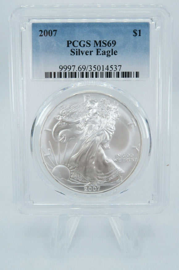 2007 PCGS MS69 American Silver Eagle Bullion Dollar Business Strike 1 oz