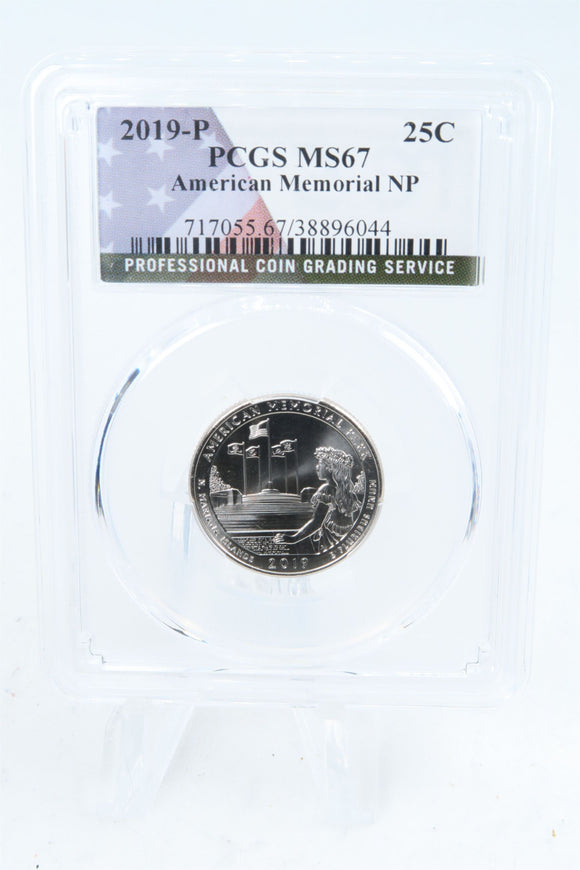 2019-P PCGS MS67 American Memorial NP Quarter Business Strike 25C