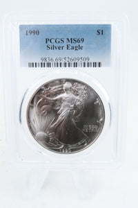 1990-P PCGS MS69 Silver Eagle Dollar Business Strike