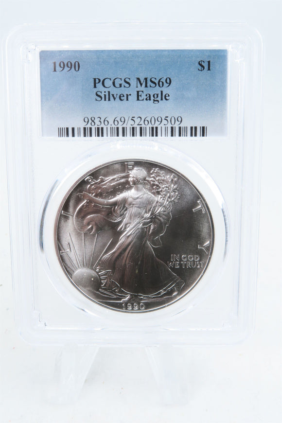 1990-P PCGS MS69 Silver Eagle Dollar Business Strike