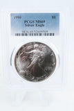 1990-P PCGS MS69 Silver Eagle Dollar Business Strike
