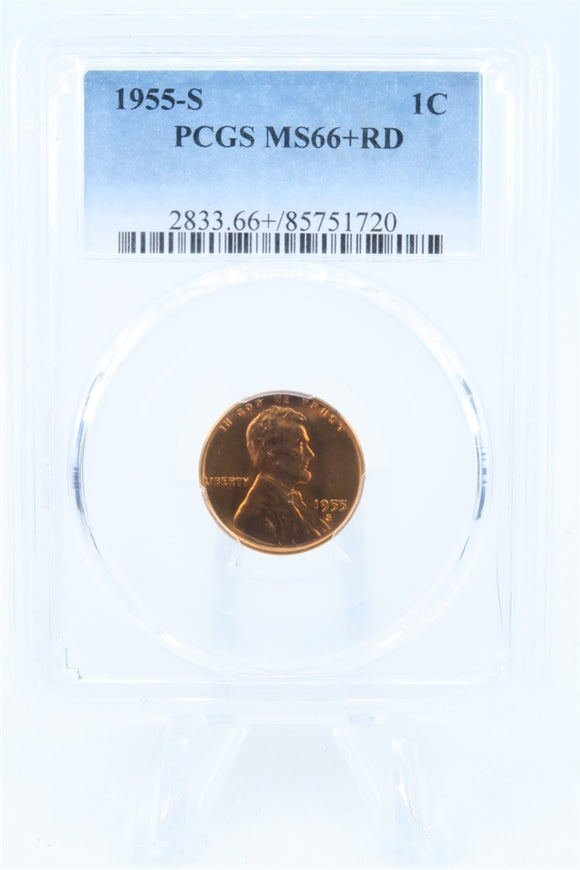 1955-S PCGS MS66+RD Lincoln Wheat Cent Business Strike 1C