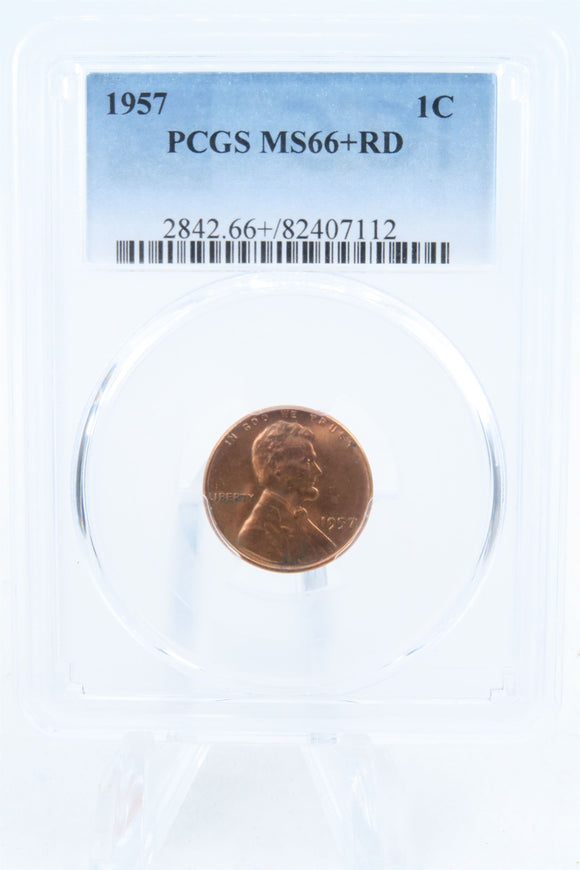 1957-P PCGS MS66+RD Lincoln Wheat Cent Business Strike 1C