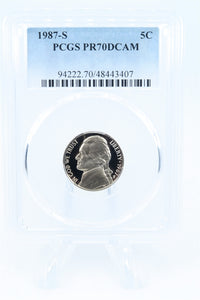 1987-S PCGS PR70DCAM Jefferson Nickel Proof 5C