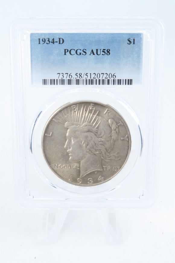 1934-D PCGS AU58 Peace Dollar Business Strike