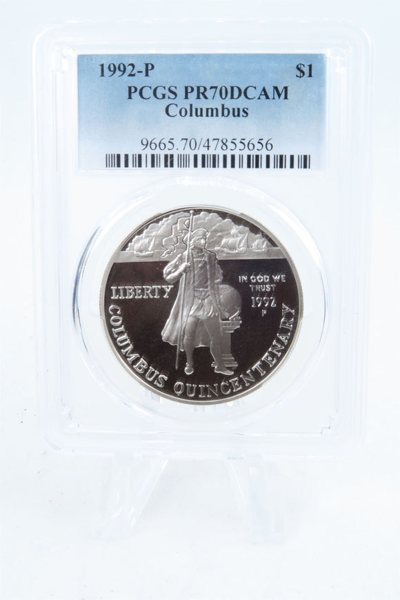 1992-P PCGS PR70DCAM Columbus Silver Modern Commemorative Dollar Proof