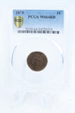 1874-P PCGS MS64RB Indian Cent Business Strike 1C