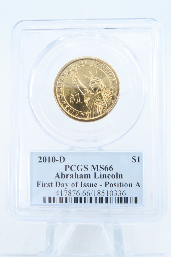 2010-D PCGS MS66 Abraham Lincoln Position A Presidential Dollar