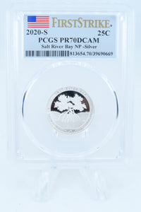 2020-S PCGS PR70DCAM Silver Salt River Bay NP Quarter Proof 25C