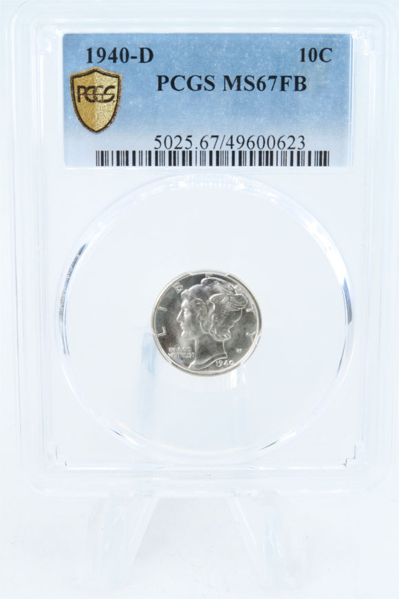 1940-D PCGS MS67FB Mercury Dime Business Strike 10C