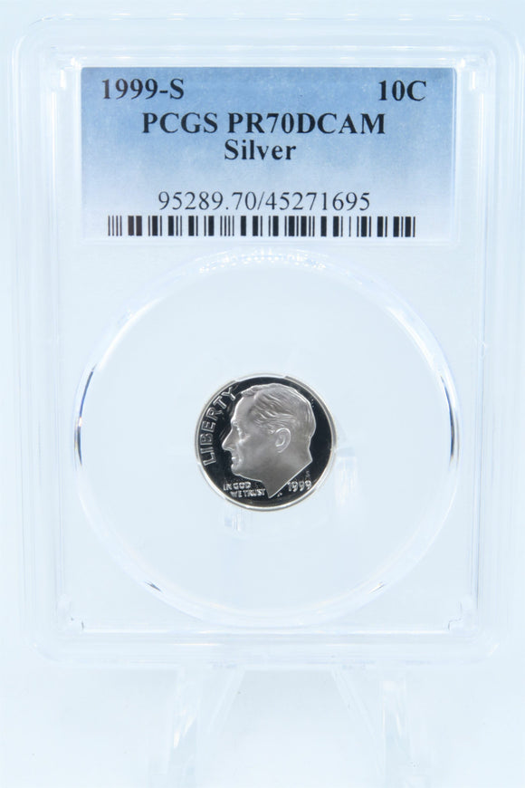 1999-S PCGS PR70DCAM Silver Roosevelt Dime Proof 10C