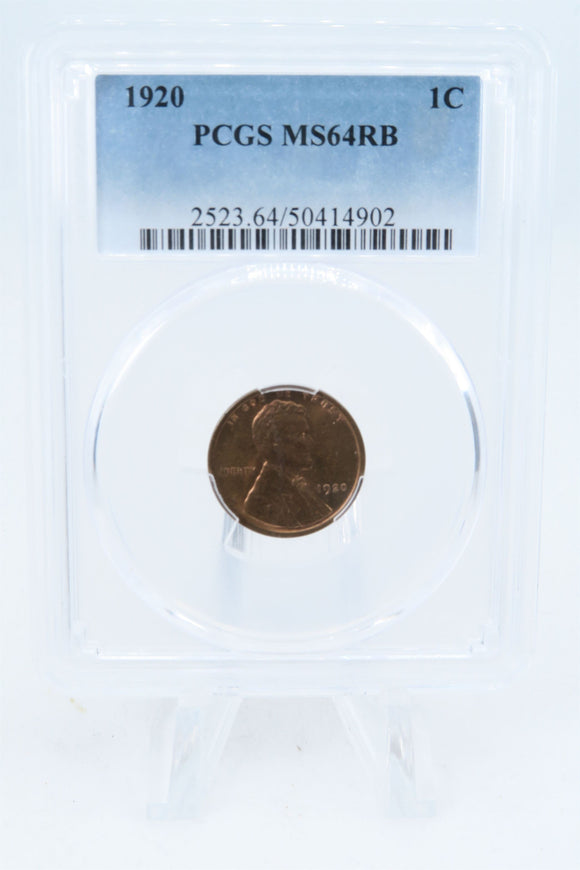 1920-P PCGS MS64RB Lincoln Wheat Cent Business Strike 1C