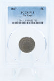 1867-P PCGS F15 Shield Nickel Business Strike 5C