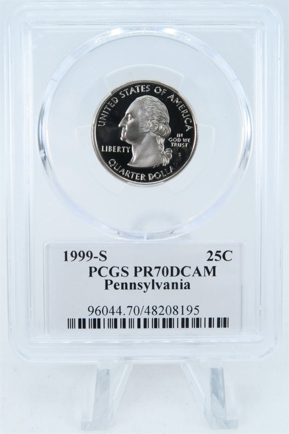 1999-S PCGS PR70DCAM Pennsylvania State Quarter Proof 25C