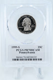 1999-S PCGS PR70DCAM Pennsylvania State Quarter Proof 25C