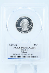 2003-S PCGS PR70DCAM Silver Maine State Quarter Proof 25C