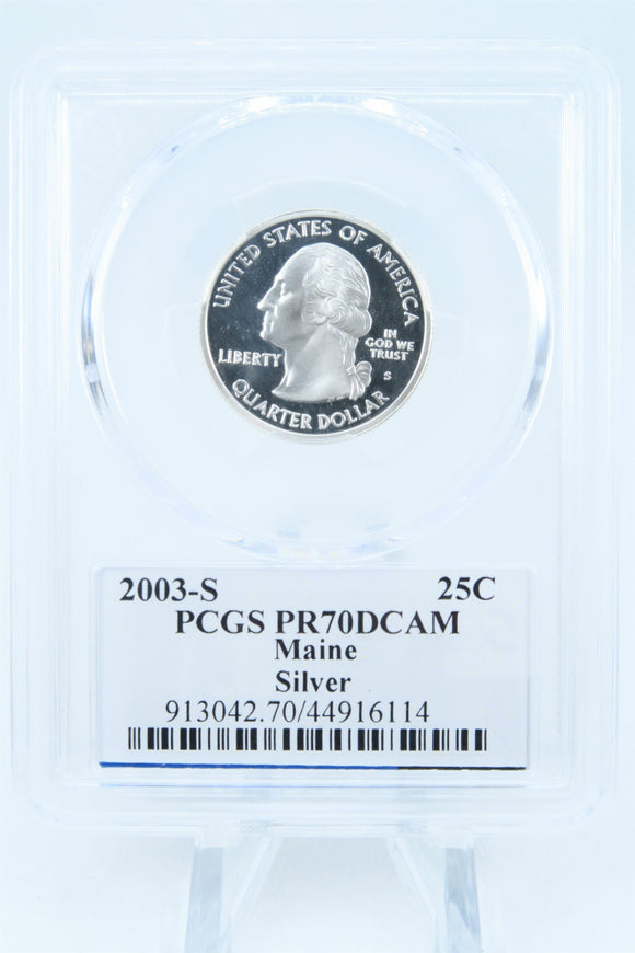 2003-S PCGS PR70DCAM Silver Maine State Quarter Proof 25C