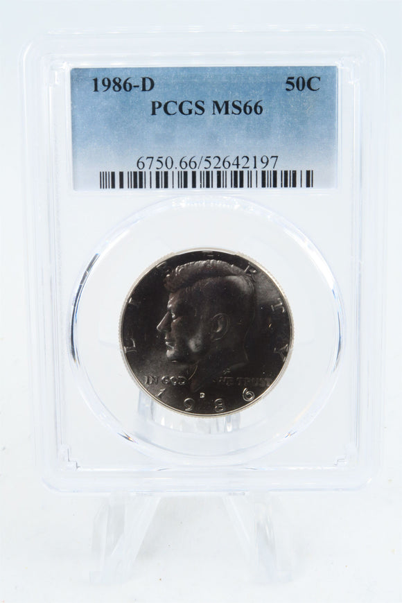 1986-D PCGS MS66 Kennedy Half Dollar Business Strike 50C