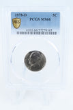 1978-D PCGS MS66 Jefferson Nickel Business Strike 5C