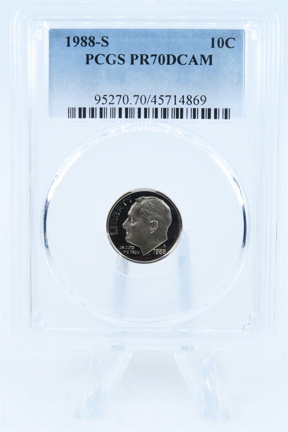 1988-S PCGS PR70DCAM Roosevelt Dime Proof 10C