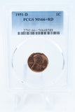 1951-D PCGS MS66+RD Lincoln Wheat Cent Business Strike 1C