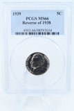 1939-P PCGS MS66 Reverse of 1938 Jefferson Nickel 5C