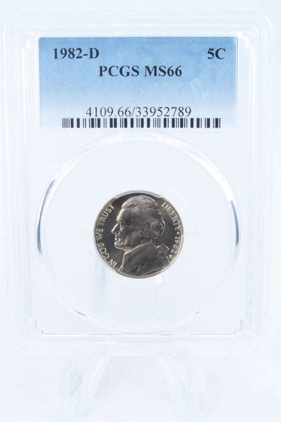 1982-D PCGS MS66 Jefferson Nickel Business Strike 5C