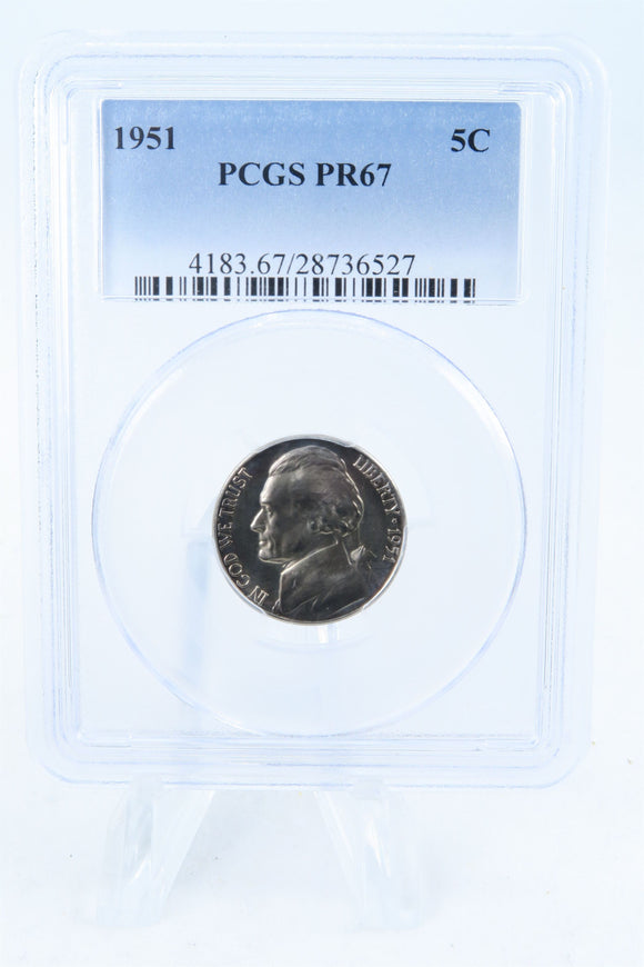 1951-P PCGS PR67 Jefferson Nickel Proof 5C