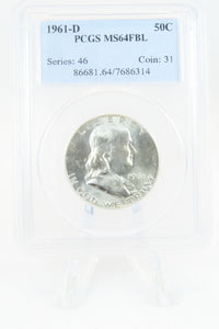 1961-D PCGS MS64FBL Franklin Half Dollar Full Bell Lines 50C