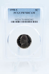 1998-S PCGS PR70DCAM Jefferson Nickel Proof 5C