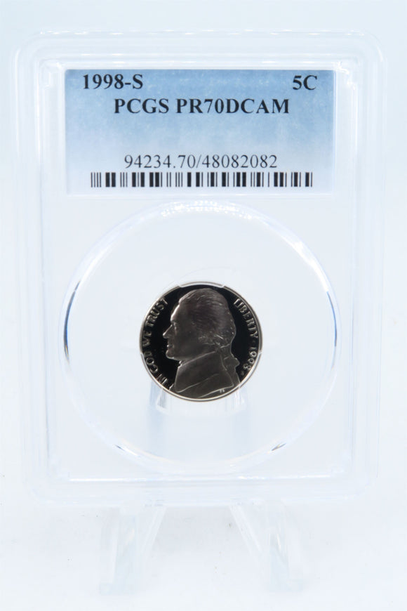 1998-S PCGS PR70DCAM Jefferson Nickel Proof 5C