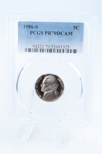 1986-S PCGS PR70DCAM Jefferson Nickel Proof 5C