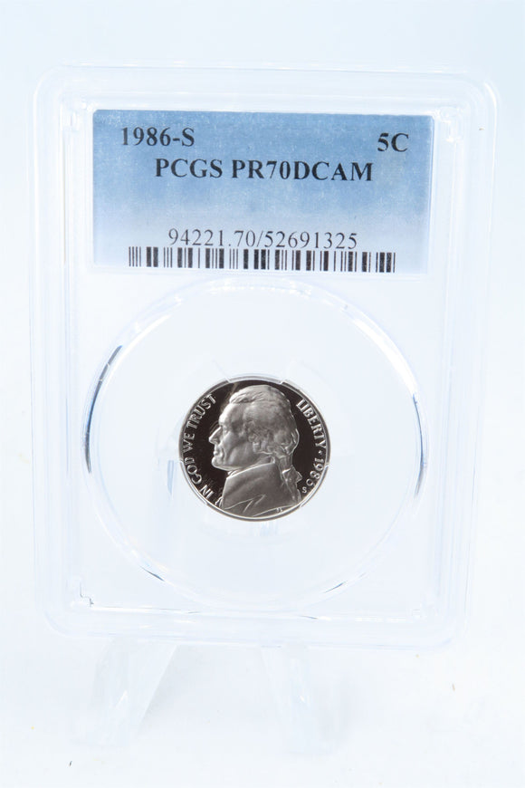1986-S PCGS PR70DCAM Jefferson Nickel Proof 5C