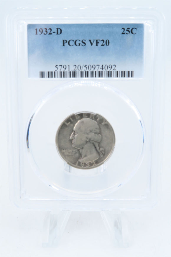 1932-D PCGS VF20 Washington Quarter Business Strike 25C