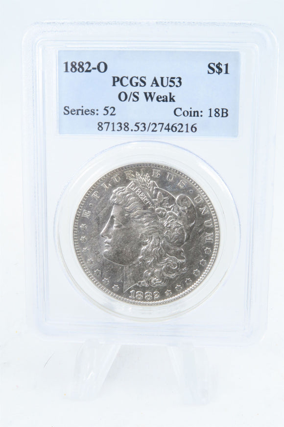 1882-O/S PCGS AU53 Weak Morgan Dollar Business Strike