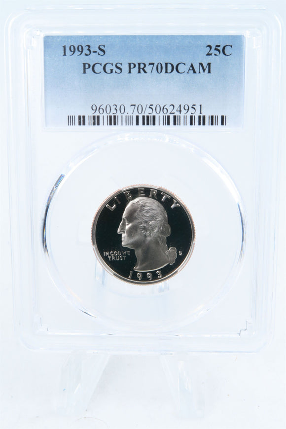 1993-S PCGS PR70DCAM Washington Quarter Proof 25C