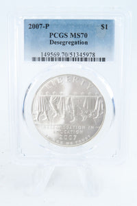 2007-P PCGS MS70 Desegregation Silver Modern Commemorative Dollar